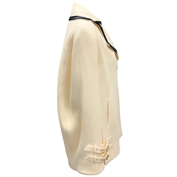 FEDERICA BONIFACI IVORY / BLACK LINEN BLAZER CAPE - Picture 3 of 6
